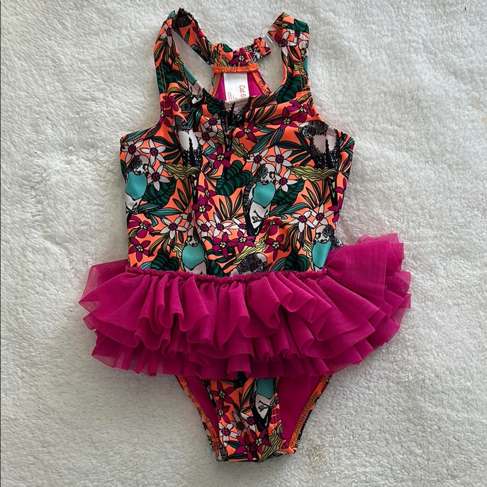 Colorful Kids Swimwear with Ruffle Skirt